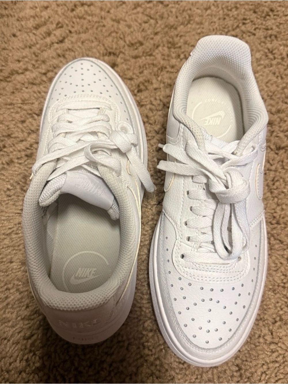 Nike women's All-White Platform Sneakers with iconic Swoosh - Picture 2 of 6